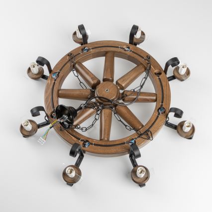 Brilagi - Πολυέλαιος με αλυσίδα ROATA 8xE14/40W/230V Ø 70 εκ. οξιά/καρυδιά