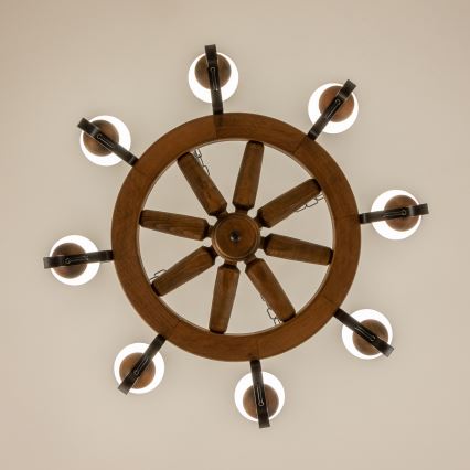 Brilagi - Πολυέλαιος με αλυσίδα ROATA 8xE14/40W/230V διάμ. 70 cm οξιά