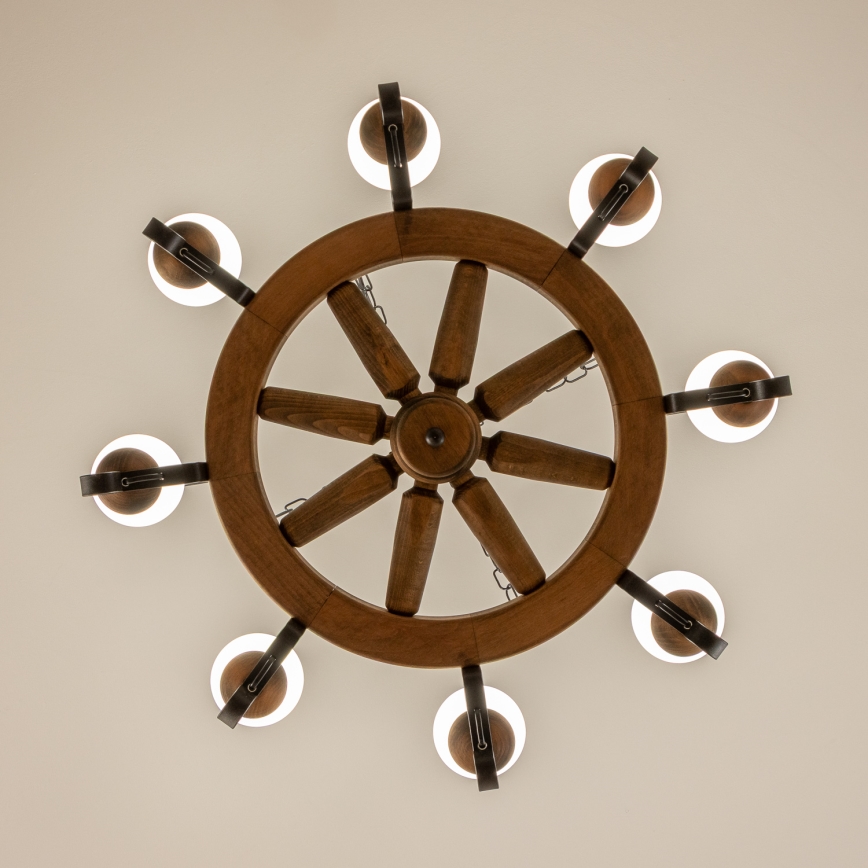 Brilagi - Πολυέλαιος με αλυσίδα ROATA 8xE14/40W/230V διάμ. 70 cm οξιά