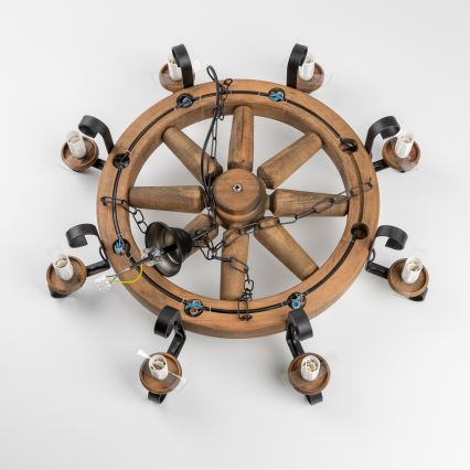 Brilagi - Πολυέλαιος με αλυσίδα ROATA 8xE14/40W/230V διάμ. 70 cm οξιά