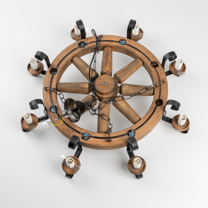 Brilagi - Πολυέλαιος με αλυσίδα ROATA 8xE14/40W/230V διάμ. 70 cm οξιά