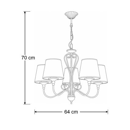 Brilagi - Πολυέλαιος με αλυσίδα SONIA 5xE27/15W/230V Ø 64 εκ. κρεμ/πατίνα