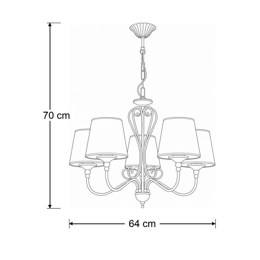 Brilagi - Πολυέλαιος με αλυσίδα SONIA 5xE27/15W/230V Ø 64 εκ. κρεμ/πατίνα