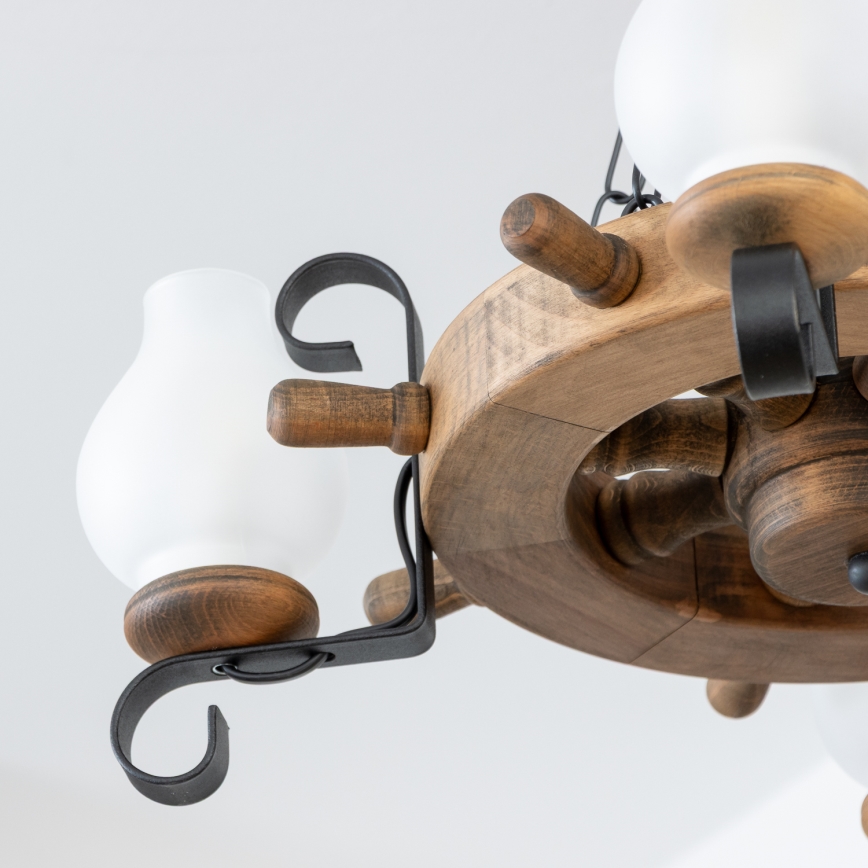 Brilagi - Πολυέλαιος με αλυσίδα TIMONA 4xE14/40W/230V διάμ. 50 εκ., φινίρισμα οξιάς