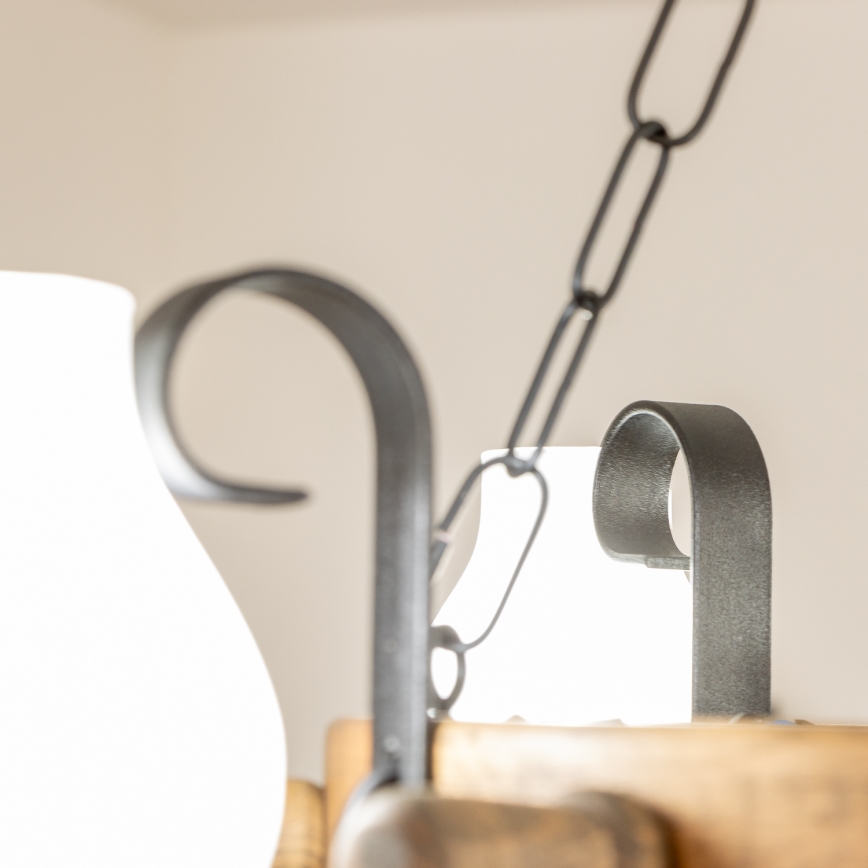 Brilagi - Πολυέλαιος με αλυσίδα TIMONA 4xE14/40W/230V διάμ. 50 εκ., φινίρισμα οξιάς