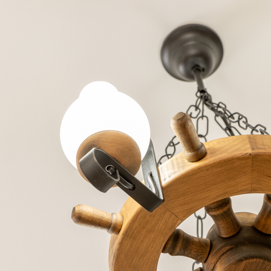 Brilagi - Πολυέλαιος με αλυσίδα TIMONA 4xE14/40W/230V διάμ. 50 εκ., φινίρισμα οξιάς