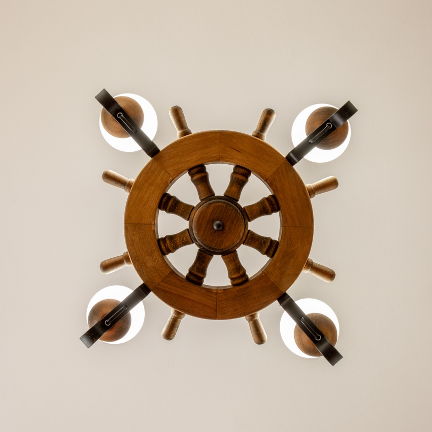 Brilagi - Πολυέλαιος με αλυσίδα TIMONA 4xE14/40W/230V διάμ. 50 εκ., φινίρισμα οξιάς