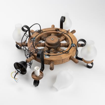 Brilagi - Πολυέλαιος με αλυσίδα TIMONA 4xE14/40W/230V διάμ. 50 εκ., φινίρισμα οξιάς