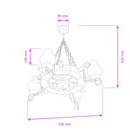 Brilagi - Πολυέλαιος με αλυσίδα TIMONA 4xE14/40W/230V διάμ. 50 εκ., φινίρισμα οξιάς