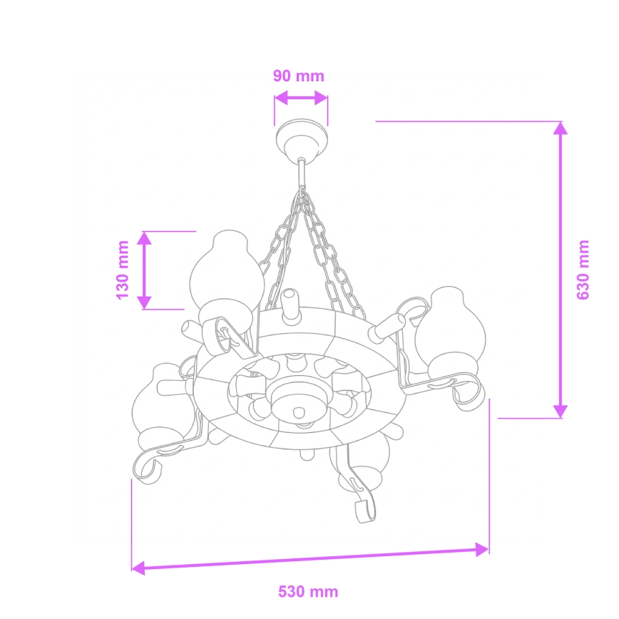 Brilagi - Πολυέλαιος με αλυσίδα TIMONA 4xE14/40W/230V διάμ. 50 εκ., φινίρισμα οξιάς