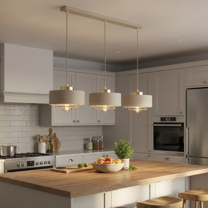 Brilagi - Πολυέλαιος με καλώδιο 3xE27/60W/230V μπεζ/χρυσό