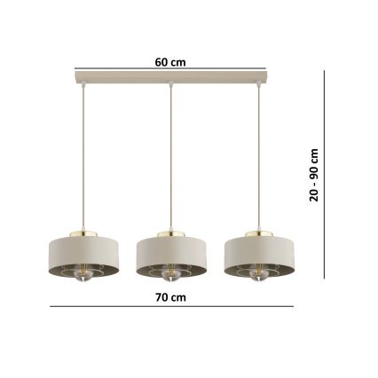 Brilagi - Πολυέλαιος με καλώδιο 3xE27/60W/230V μπεζ/χρυσό