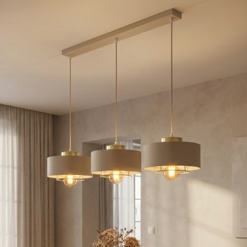 Brilagi - Πολυέλαιος με καλώδιο SPRING 3xE27/60W/230V μπεζ/χρυσό