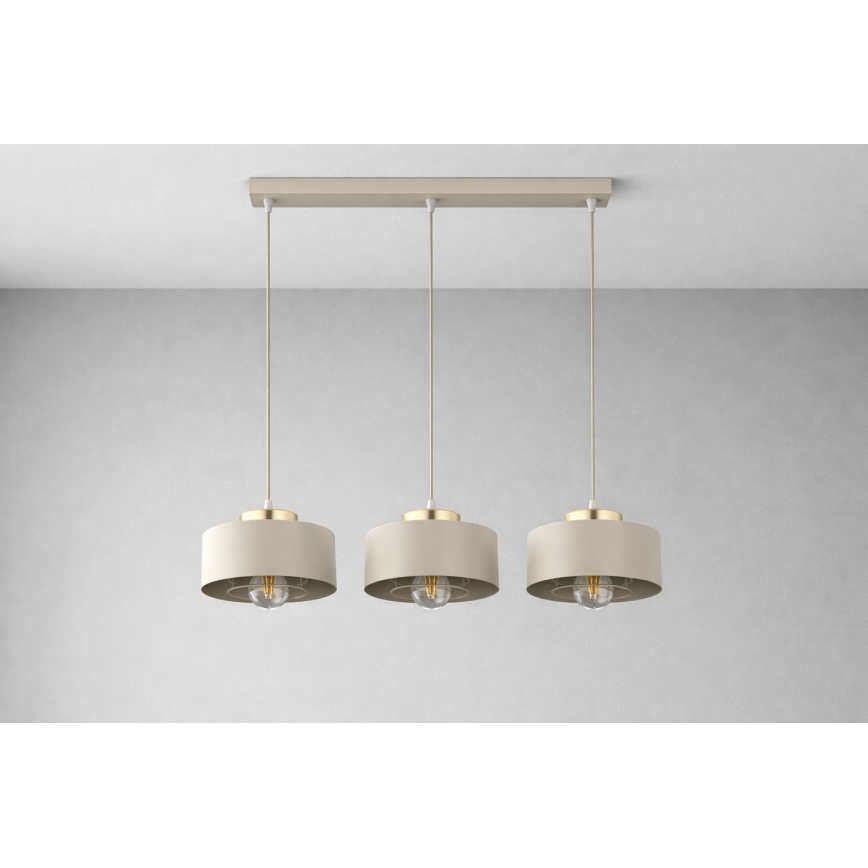 Brilagi - Πολυέλαιος με καλώδιο SPRING 3xE27/60W/230V μπεζ/χρυσό