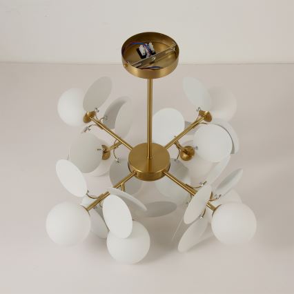 Brilagi - Πολυέλαιος με ράβδο BALMO 8xG9/9W/230V διάμ. 60 εκ. χρυσό/λευκό