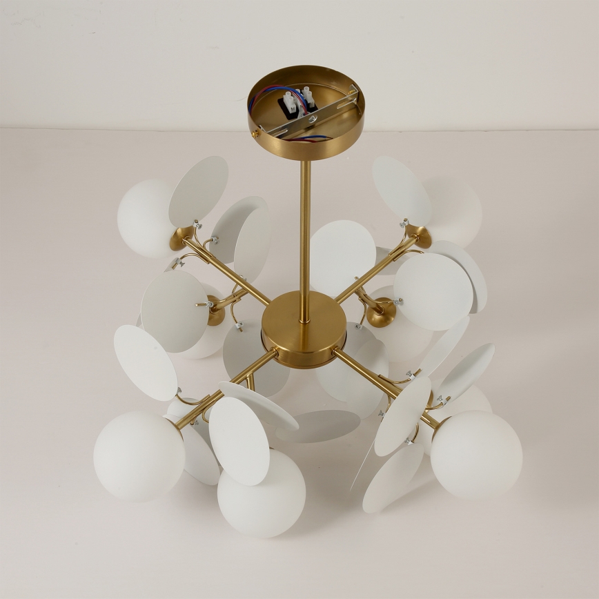 Brilagi - Πολυέλαιος με ράβδο BALMO 8xG9/9W/230V διάμ. 60 εκ. χρυσό/λευκό