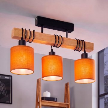 Brilagi - Πολυέλαιος οροφής NUBILA 3xE27/60W/230V πεύκο/πορτοκαλί