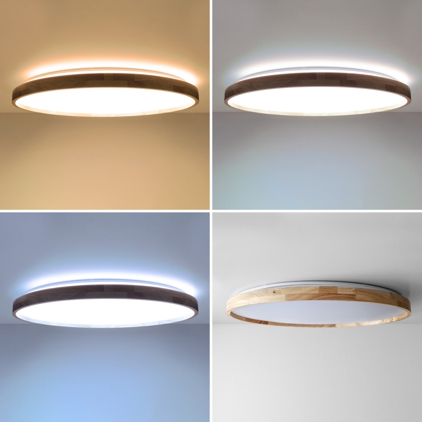 Brilagi - Ρυθμιζόμενο LED φωτιστικό οροφής ALSON LED/72W/230V 3000-6500K, απόχρωση δρυός, διάμ. 78 cm + τηλεχειριστήριο