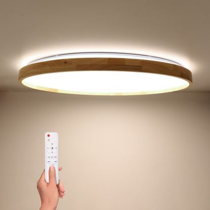 Brilagi - Ρυθμιζόμενο LED φωτιστικό οροφής ALSON LED/72W/230V 3000-6500K, απόχρωση δρυός, διάμ. 78 cm + τηλεχειριστήριο