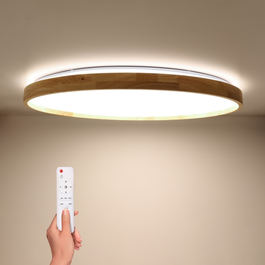 Brilagi - Ρυθμιζόμενο LED φωτιστικό οροφής ALSON LED/72W/230V 3000-6500K, απόχρωση δρυός, διάμ. 78 cm + τηλεχειριστήριο