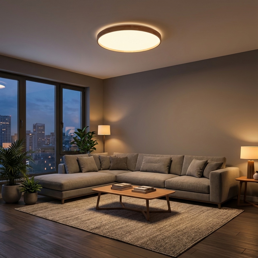 Brilagi - Ρυθμιζόμενο LED φωτιστικό οροφής ALSON LED/72W/230V 3000-6500K, απόχρωση δρυός, διάμ. 78 cm + τηλεχειριστήριο