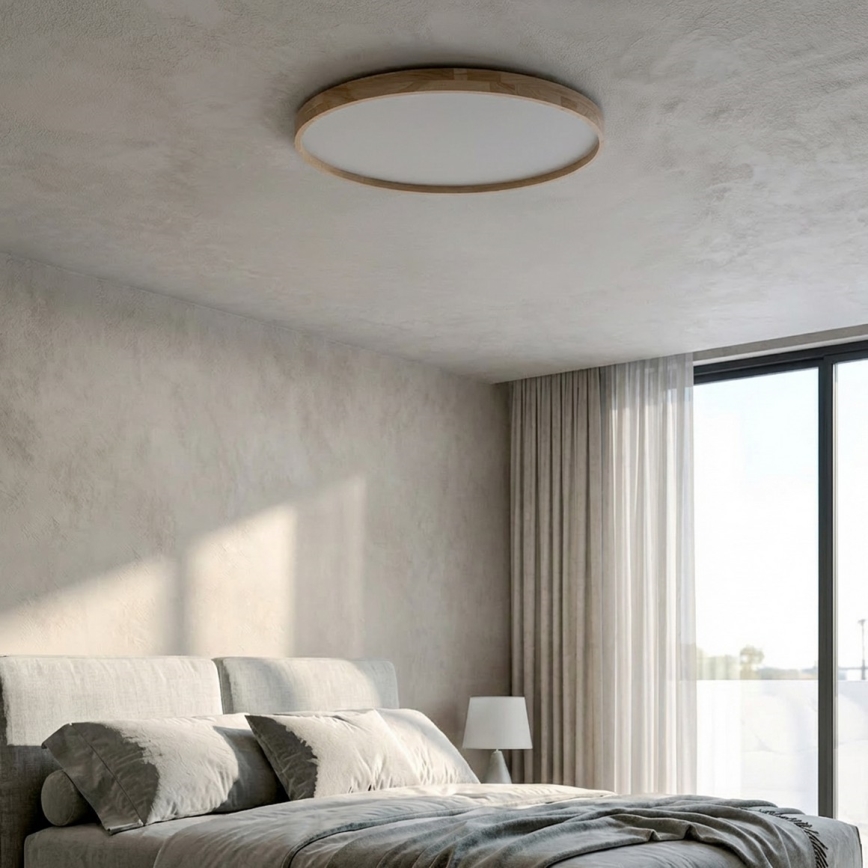 Brilagi - Ρυθμιζόμενο LED φωτιστικό οροφής ALSON LED/72W/230V 3000-6500K, απόχρωση δρυός, διάμ. 78 cm + τηλεχειριστήριο