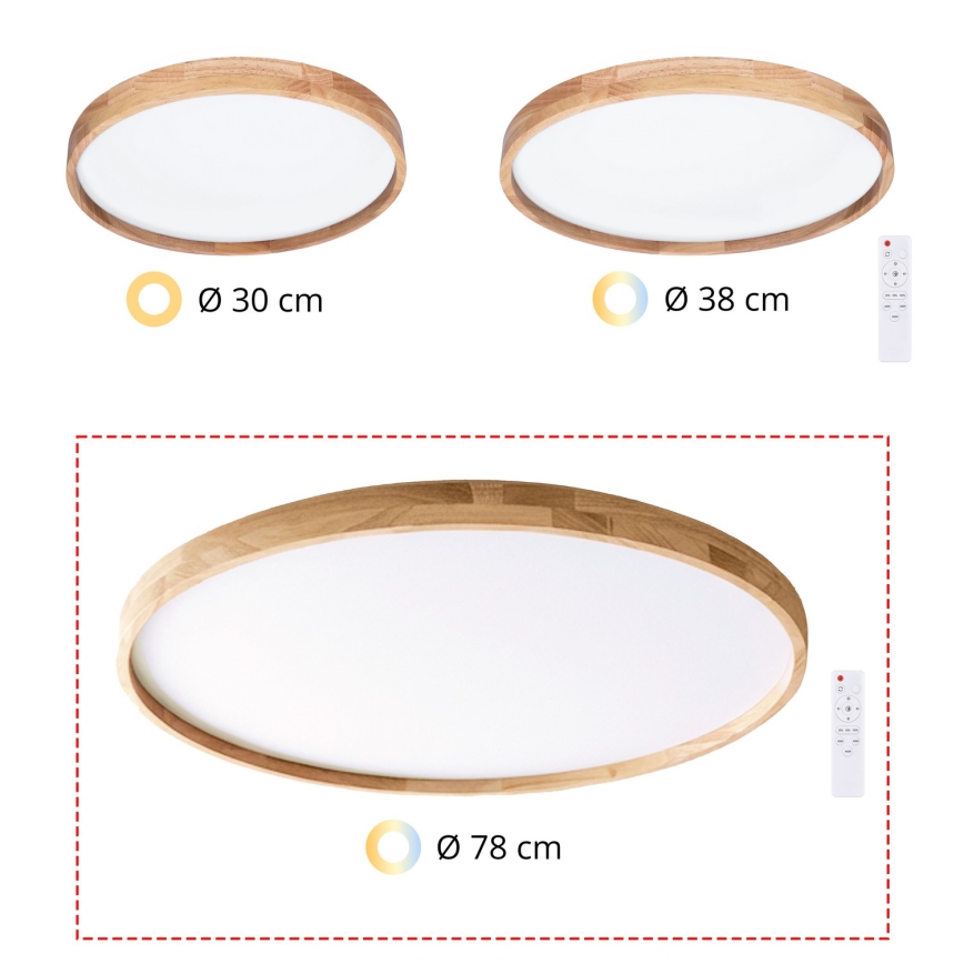 Brilagi - Ρυθμιζόμενο LED φωτιστικό οροφής ALSON LED/72W/230V 3000-6500K, απόχρωση δρυός, διάμ. 78 cm + τηλεχειριστήριο