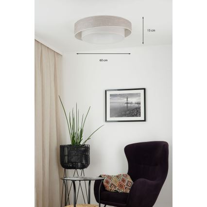 Brilagi - Ρυθμιζόμενο LED φωτιστικό οροφής DOVER SHINE LED/24W/230V Ø 60 cm 3000/4000/6500K γκρι/κρεμ + τηλεχειριστήριο