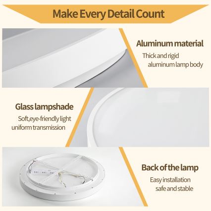 Brilagi - Ρυθμιζόμενο LED φωτιστικό οροφής GLASS POOL DOUBLE LED/48W/230V 3000-6000K 40 cm λευκό + τηλεχειριστήριο