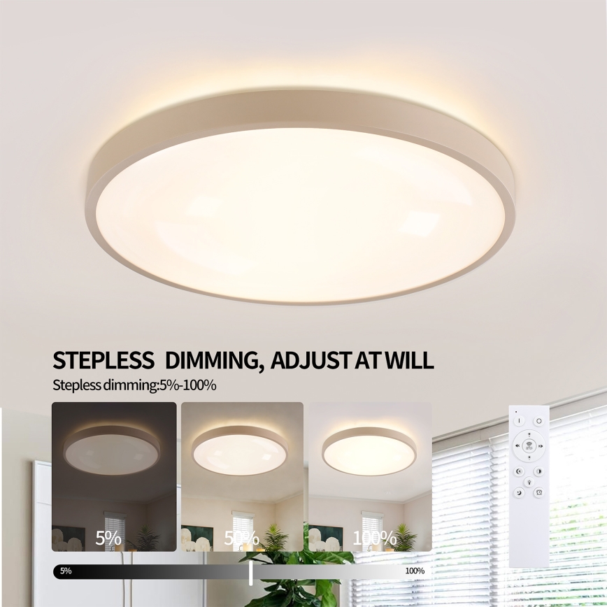 Brilagi - Ρυθμιζόμενο LED φωτιστικό οροφής GLASS POOL DOUBLE LED/60W/230V 3000-6000K 50 cm μπεζ + τηλεχειριστήριο