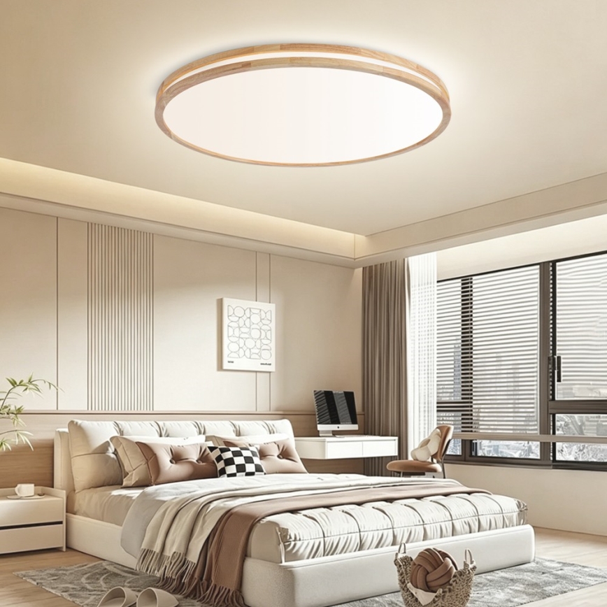 Brilagi - Ρυθμιζόμενο φωτιστικό οροφής LED MOLINA LED/128W/230V 3000-6000K δρυς Ø100 cm + τηλεχειριστήριο