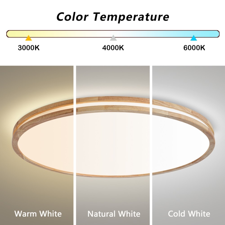Brilagi - Ρυθμιζόμενο φωτιστικό οροφής LED MOLINA LED/128W/230V 3000-6000K δρυς Ø100 cm + τηλεχειριστήριο