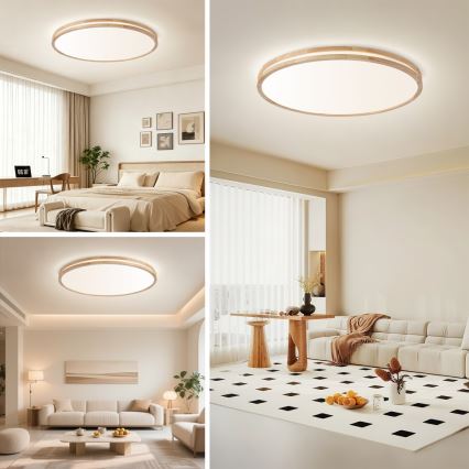 Brilagi - Ρυθμιζόμενο φωτιστικό οροφής LED MOLINA LED/128W/230V 3000-6000K δρυς Ø100 cm + τηλεχειριστήριο