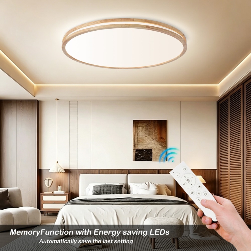 Brilagi - Ρυθμιζόμενο φωτιστικό οροφής LED MOLINA LED/128W/230V 3000-6000K δρυς Ø100 cm + τηλεχειριστήριο