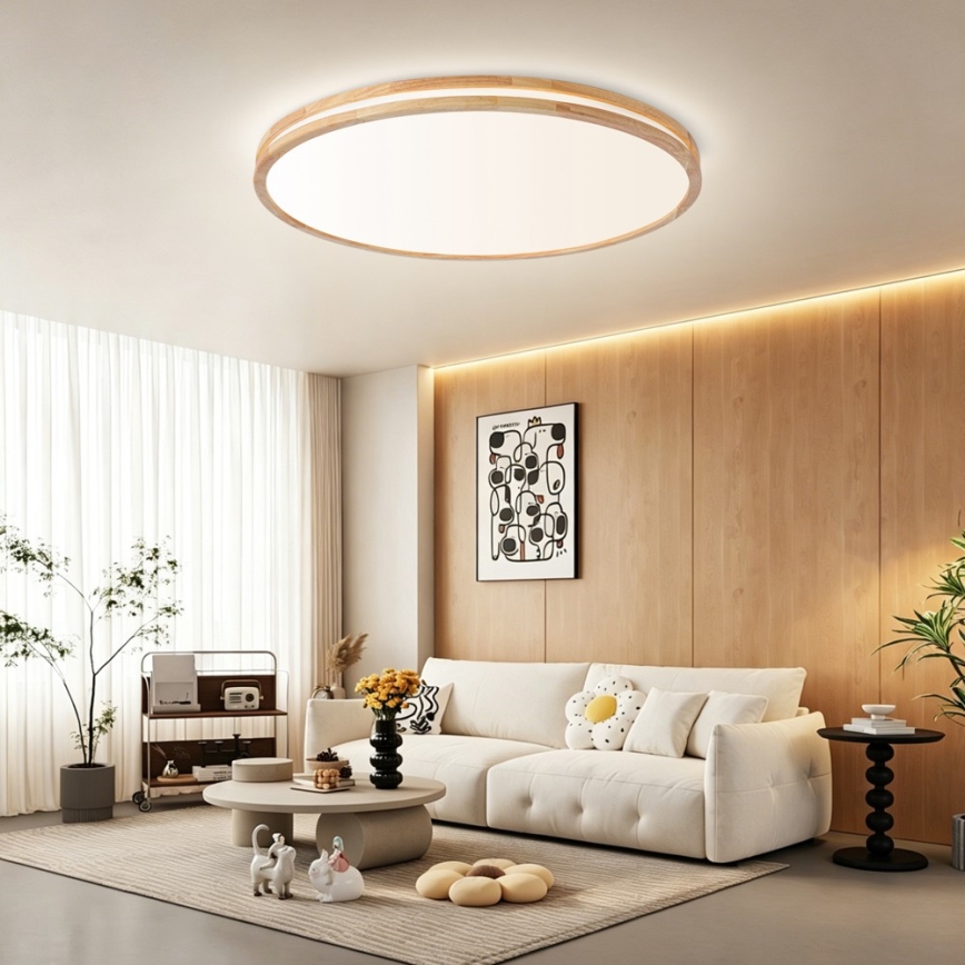 Brilagi - Ρυθμιζόμενο φωτιστικό οροφής LED MOLINA LED/128W/230V 3000-6000K δρυς Ø100 cm + τηλεχειριστήριο