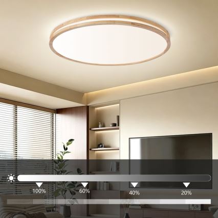 Brilagi - Ρυθμιζόμενο φωτιστικό οροφής LED MOLINA LED/128W/230V 3000-6000K δρυς Ø100 cm + τηλεχειριστήριο