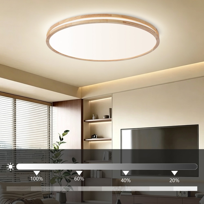 Brilagi - Ρυθμιζόμενο φωτιστικό οροφής LED MOLINA LED/128W/230V 3000-6000K δρυς Ø100 cm + τηλεχειριστήριο