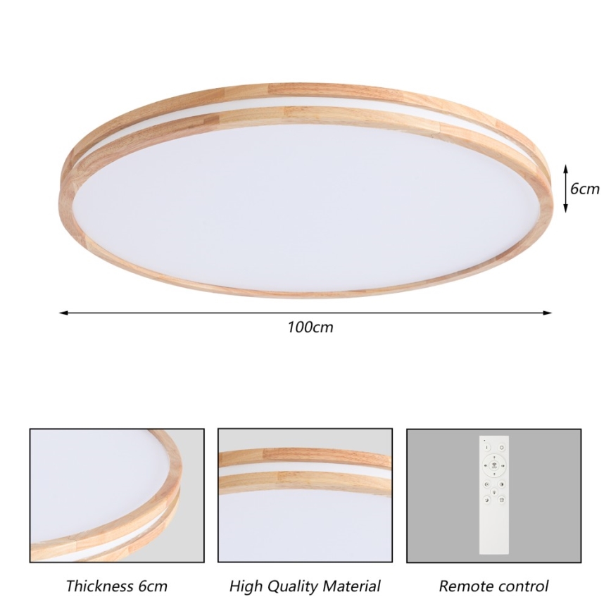 Brilagi - Ρυθμιζόμενο φωτιστικό οροφής LED MOLINA LED/128W/230V 3000-6000K δρυς Ø100 cm + τηλεχειριστήριο