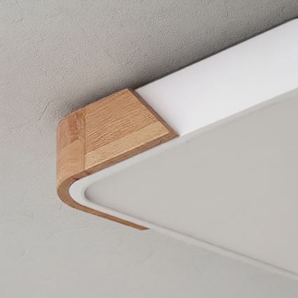 Brilagi - Ρυθμιζόμενο φωτιστικό οροφής LED PILANA LED/48W/230V 3000-6500K δρυς/λευκό 42x42 cm + τηλεχειριστήριο