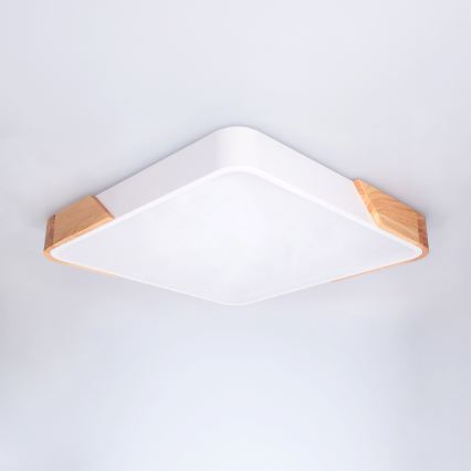 Brilagi - Ρυθμιζόμενο φωτιστικό οροφής LED PILANA LED/48W/230V 3000-6500K δρυς/λευκό 42x42 cm + τηλεχειριστήριο