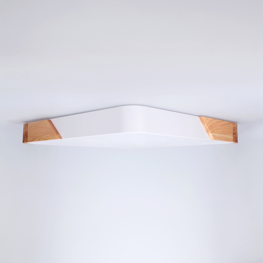 Brilagi - Ρυθμιζόμενο φωτιστικό οροφής LED PILANA LED/48W/230V 3000-6500K δρυς/λευκό 42x42 cm + τηλεχειριστήριο