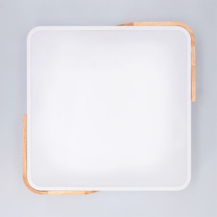 Brilagi - Ρυθμιζόμενο φωτιστικό οροφής LED PILANA LED/48W/230V 3000-6500K δρυς/λευκό 42x42 cm + τηλεχειριστήριο
