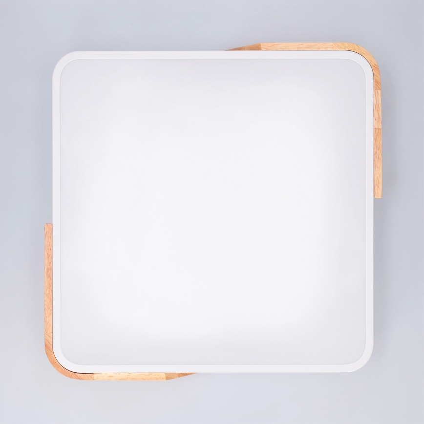 Brilagi - Ρυθμιζόμενο φωτιστικό οροφής LED PILANA LED/48W/230V 3000-6500K δρυς/λευκό 42x42 cm + τηλεχειριστήριο