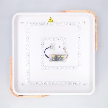 Brilagi - Ρυθμιζόμενο φωτιστικό οροφής LED PILANA LED/48W/230V 3000-6500K δρυς/λευκό 42x42 cm + τηλεχειριστήριο