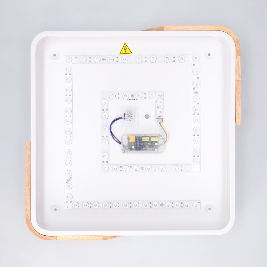 Brilagi - Ρυθμιζόμενο φωτιστικό οροφής LED PILANA LED/48W/230V 3000-6500K δρυς/λευκό 42x42 cm + τηλεχειριστήριο