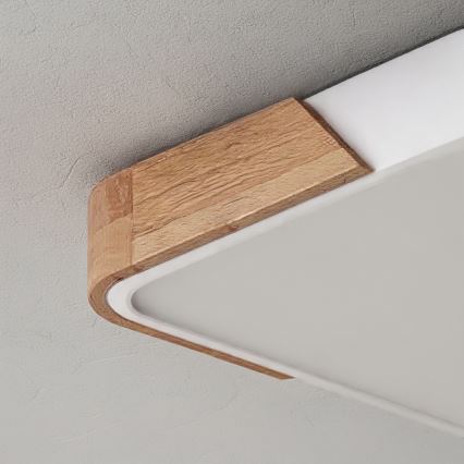 Brilagi - Ρυθμιζόμενο LED φωτιστικό οροφής PILANA LED/60W/230V 3000-6500K δρυς/λευκό 56x56 cm + τηλεχειριστήριο