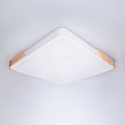 Brilagi - Ρυθμιζόμενο LED φωτιστικό οροφής PILANA LED/60W/230V 3000-6500K δρυς/λευκό 56x56 cm + τηλεχειριστήριο