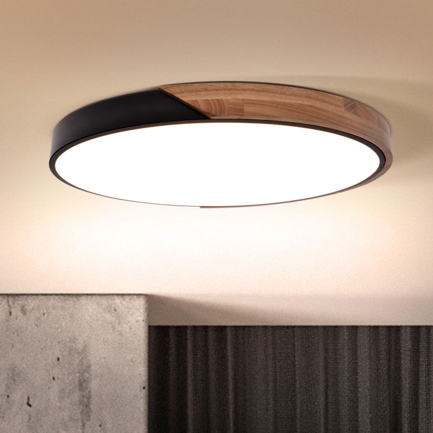 Brilagi - Ρυθμιζόμενο φωτιστικό οροφής LED PILANA LED/60W/230V 3000-6500K δρυς/μαύρο διάμ. 60 cm + τηλεχειριστήριο