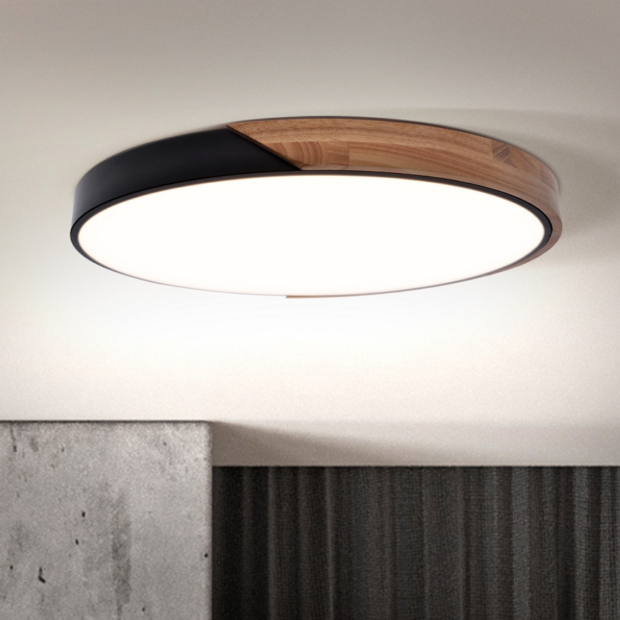 Brilagi - Ρυθμιζόμενο φωτιστικό οροφής LED PILANA LED/60W/230V 3000-6500K δρυς/μαύρο διάμ. 60 cm + τηλεχειριστήριο