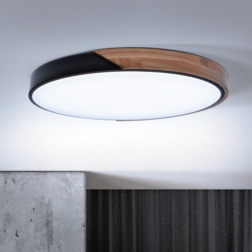 Brilagi - Ρυθμιζόμενο φωτιστικό οροφής LED PILANA LED/60W/230V 3000-6500K δρυς/μαύρο διάμ. 60 cm + τηλεχειριστήριο